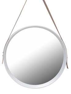 Espejo redondo Ø52 cm. con correa blanco