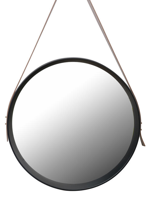 Espejo redondo Ø52 cm. con correa negro