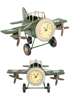 Adorno metal reloj Avion 26x17x14 cm.