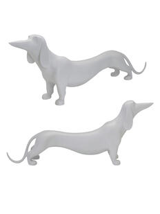 Adorno resina perro blanco 46x7x17 cm.