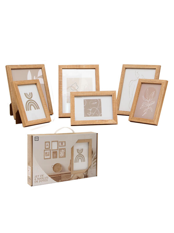 Set 6 marcos madera (3 10x15 - 3 15x20)